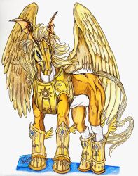 Rule 34 | armor, crests (digimon), digimon, digimon (creature), pegasmon, solo, tail, wings