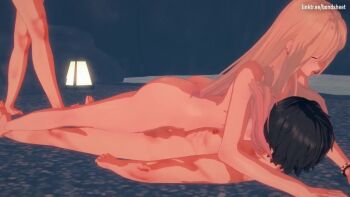 1girl 3boys 3d ahegao anal anilingus animated audible_music bondsheet breasts bukkake censored clothes_pull cowgirl_position cum cum_on_body cum_on_upper_body group_sex kitagawa_marin koikatsu_(medium) large_breasts large_penis mosaic_censoring multiple_boys night nipples onsen outdoors penis sono_bisque_doll_wa_koi_wo_suru sound straddling swimsuit swimsuit_pull tagme tongue tongue_out undressing video