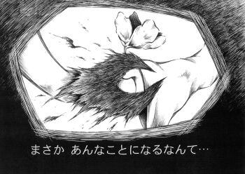 Rule 34 | 1boy, 1girl, black fur, blind prince, flower, greyscale, hidefu kitayan, holding hands, liar princess, monochrome, traditional media, transformation, translation request, usotsuki hime to moumoku ouji