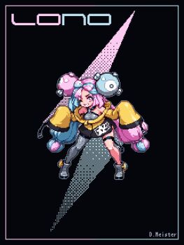 1girl artist_name blue_hair bouncing_breasts bow-shaped_hair breasts character_hair_ornament character_name commentary_request criss-cross_halter fake_hair_bun gen_1_pokemon gradient_eyes grey_pantyhose grin hair_ornament halter_shirt halterneck hexagon_print highres iono_(pokemon) jacket leaning_forward long_hair low-tied_long_hair magnemite mamanbow1 medium_breasts multicolored_eyes multicolored_hair nintendo one_eye_closed oversized_clothes pantyhose pantyhose_under_shorts pink_hair pixel_art pokemon pokemon_scarlet_and_violet sharp_teeth shorts single_leg_pantyhose sleeves_past_fingers sleeves_past_wrists smile solo split-color_hair teeth thigh_strap x_(symbol) yellow_jacket