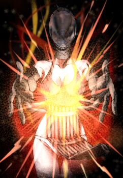 1girl absurdres apron black_apron black_gloves bomb_devil_(chainsaw_man) chainsaw_man dynamite elbow_gloves explosive gloves highres imminent_explosion object_head panties solo underwear user_unss3857 white_panties