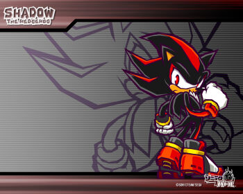 animal_ears animal_nose black_fur black_shoes bracelet character_name closed_mouth company_name copyright_logo copyright_name from_behind gloves gold_bracelet hedgehog_boy jewelry lineart logo looking_at_viewer multicolored_shoes official_art official_wallpaper red_eyes red_shoes shadow_the_hedgehog shoes sonic_(series) sonic_battle white_fur white_gloves white_shoes zoom_layer