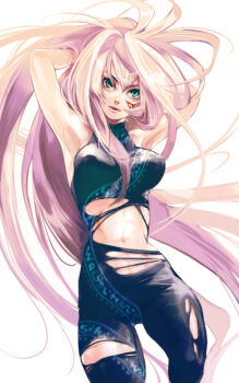 Rule 34 | 1girl, female focus, green eyes, midriff, pixiv fantasia, pixiv fantasia 1, piyo, solo, torn clothes