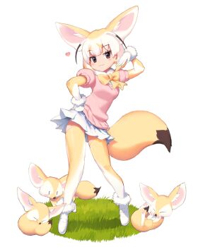 1girl animal_ears blonde_hair destiny_child extra_ears fennec fennec_(kemono_friends) fox_ears fox_tail game_cg kemono_friends kemono_friends_2 official_art short_hair tachi-e tail