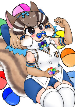 Rule 34 | chipmunk costume, chipmunk ears, chipmunk girl, chipmunk tail, edamamezooooo, kemono friends, kemono friends v project, multicolored hair, ribbon, short hair, siberian chipmunk (kemono friends), virtual youtuber