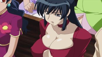 00s 1other 4girls animated animated_gif answering bench between_breasts black_hair blue_hair bouncing bouncing_breasts breasts cellphone china_dress chinese_clothes choker cleavage cleavage_cutout cleavage_reach clothing_cutout dress earrings english_text female_focus flip_phone fujimura_shizuru green_dress grey_eyes head_out_of_frame holding holding_phone indoors jewelry jiggle large_breasts long_hair long_sleeves looping_animation multiple_girls no_bra out_of_frame phone purple_dress reaching red_dress red_eyes reversed sasagure_konami shinkon_gattai_godannar!! short_sleeves sidelocks sitting skindentation solo_focus subtitled talking third-party_edit