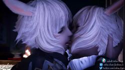 Rule 34 | 1futa, 1girl, 3d, animal ears, animated, blender (medium), erection, eshu-chan, final fantasy, final fantasy xiv, french kiss, futa with female, futanari, handjob, highres, indoors, interior, kiss, large penis, miqo'te, multiple girls, penis, selfcest, source filmmaker (medium), testicles, tongue, tongue out, uncensored, video, white hair, y'shtola rhul