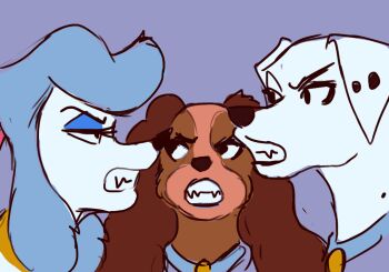 101_dalmatians 3girls disney french_kiss georgette_(oliver_and_company) kiss lady_(lady_and_the_tramp) lady_and_the_tramp multiple_girls oliver_&amp;_company perdita_(disney) saliva tongue tongue_out ungulatr yuri