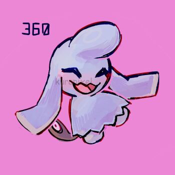 Rule 34 | artist name, blue fur, closed eyes, gen 3 pokemon, kurapixel, nintendo, no humans, numbered, open mouth, pink background, pokemon, pokemon (creature), simple background, solo, tail, watermark, wynaut