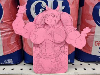 1girl :d abs alternate_muscle_size animal_ears apron biceps blush bow breasts chet_rippo covered_abs covered_erect_nipples dress ear_bow ear_ornament english_text flexing frilled_apron frills gloves graphite_(medium) hair_ribbon highres hishi_akebono_(buono_alla_moda)_(umamusume) hishi_akebono_(umamusume) holding holding_notebook holding_pen horse_ears horse_girl horse_tail large_breasts maid maid_apron monochrome muscular muscular_female notebook obliques open_mouth otonashi_etsuko paper_cutout_(medium) papercraft_(medium) parted_bangs pen photo_(medium) pillbox_hat puffy_sleeves ribbon short_twintails sidelocks skin_tight smile tail tall_female thick_arms tight_clothes tilted_headwear traditional_media twintails umamusume unconventional_media veins veiny_arms