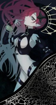 1girl absurdres baobhan_sith_(fate) baobhan_sith_(second_ascension)_(fate) bare_shoulders black_panties bracelet breasts bridal_gauntlets commentary_request detached_sleeves earrings fate/grand_order fate_(series) grey_eyes highres jewelry long_hair looking_at_viewer medium_breasts navel panties pink_hair pointy_ears revealing_clothes sidelocks solo spiked_bracelet spikes thigh_strap tiara tsukaasa underwear veil