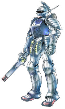 Rule 34 | 1boy, armor, armored skirt, beam rifle, breastplate, commentary, energy gun, from side, funbolt, greaves, gun, gundam, helmet, holding, holding gun, holding weapon, humanization, knee armor, knight, mixed-language commentary, no pupils, redesign, shoulder armor, simple background, sketch, solo, turn a gundam, turn a gundam (mobile suit), weapon, white background, white eyes