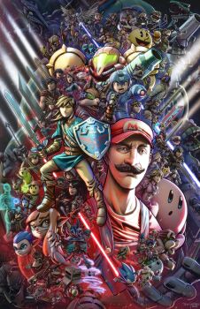 6+boys 6+girls absolutely_everyone animal animal_crossing animal_nose arm_up armor artist_name baseball_cap bayonetta bayonetta_(series) black_hair blonde_hair blue_eyes blue_hair boots bowser bowser_jr. box brown_hair buster_sword capcom cape captain_falcon cardboard_box castlevania:_rondo_of_blood castlevania_(series) character_request charizard chrom_(fire_emblem) clenched_hand closed_mouth coat colored_skin commentary crown dark_pit dark_samus deku_shield diddy_kong dog dog_(duck_hunt) donkey_kong donkey_kong_(series) donkey_kong_country dr._mario dr._mario_(game) duck_(duck_hunt) duck_hunt energy english_commentary everyone expressionless f-zero facial_hair falco_lombardi family_computer_robot female_corrin_(fire_emblem) female_robin_(fire_emblem) final_fantasy final_fantasy_vii fingerless_gloves fire_emblem fire_emblem_awakening floating_hair fox_mccloud galaxia_(sword) game_&amp;_watch ganondorf gen_1_pokemon gen_2_pokemon gen_3_pokemon gen_4_pokemon gen_6_pokemon gen_7_pokemon glasses gloves green_hair green_skin greninja grin hammer hat helmet highres holding holding_shield holding_sword holding_weapon huge_weapon hylian_shield ice_climber iggy_koopa ike_(fire_emblem) incineroar inkling inkling_boy inkling_girl inkling_player_character isabelle_(animal_crossing) ivysaur jigglypuff junior_clown_car ken_masters kid_icarus kid_icarus_uprising king_dedede king_k._rool kirby kirby_(series) kyogre larry_koopa legendary_pokemon lemmy_koopa link little_mac long_hair long_sleeves looking_afar looking_to_the_side lucario lucas_(mother_3) lucina_(fire_emblem) ludwig_von_koopa luigi luma_(mario) male_robin_(fire_emblem) mario mario_(series) marth_(fire_emblem) mask master_hand master_sword medium_hair mega_man_(character) mega_man_(classic) mega_man_(series) meta_knight metal_gear_(series) metroid metroid_prime_3:_corruption mewtwo mii_(nintendo) monado monkey morton_koopa_jr. mother_(series) mother_2 mother_3 mr._game_&amp;_watch multiple_boys multiple_girls mustache namco nana_(ice_climber) necktie ness_(mother_2) nintendo olimar open_mouth orange_eyes orange_hair overalls pac-man pac-man_(game) palutena pants petey_piranha pichu pikachu pikmin_(creature) pikmin_(series) piranha_plant pit_(kid_icarus) pointy_ears pokemon pokemon_(creature) ponytail popo_(ice_climber) porky_minch power_suit_(metroid) princess_peach princess_zelda punch-out!! rayquaza red_(pokemon) red_hair revision richter_belmont ridley rosalina roy_koopa running ryu_(street_fighter) samus_aran sega sheik shield shirt short_hair shorts shulk_(xenoblade) simon_belmont smile solid_snake sonic_(series) sonic_the_hedgehog splatoon_(series) squall_leonhart square_enix squirtle standing star_fox street_fighter super_mario_bros._3 super_mario_galaxy super_smash_bros. sword tabuu ted_graves the_legend_of_zelda the_legend_of_zelda:_breath_of_the_wild the_legend_of_zelda:_the_wind_waker toon_link tunic varia_suit villager_(animal_crossing) wario wario_land warioware weapon wendy_o._koopa wii_fit wii_fit_trainer wii_fit_trainer_(female) wolf_o&#039;donnell wooden_shield xenoblade_chronicles_(series) xenoblade_chronicles_1 yoshi young_link zero_suit