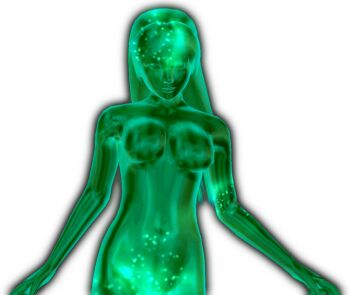3d alpha-152 aqua_eyes aqua_hair blank_eyes blue_eyes blue_hair breasts collarbone copyright_request dead_or_alive_dimensions glowing groin large_breasts liquid_body long_hair mosaic_background navel official_art see-through_body sidelocks simple_background tagme white_background