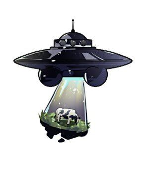 abduction alien_t animal animal_focus cow flying_saucer grass lowres no_humans object_focus reverse:1999 spacecraft susii tractor_beam ufo white_background