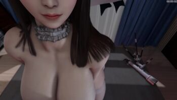 1boy 1girl age_difference animated animated_gif bouncing_breasts breasts brown_hair hasshaku-sama hat hug huge_breasts mafavam nipples onee-shota paizuri perpendicular_paizuri pov red_eyes shota small_penis unfinished video