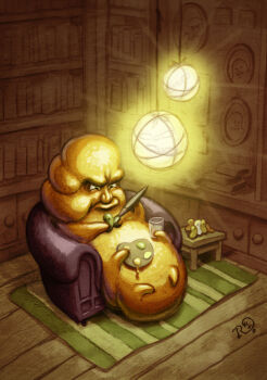 1boy bookshelf commentary couch english_commentary extra_arms frown glass holding holding_paint_palette holding_paintbrush holding_paint_palette indoors lamp looking_at_object maggot model no_humans on_couch original paint_palette paintbrush painting_(action) paint_palette photo_(object) reginade rug serious signature sitting solo wooden_stool