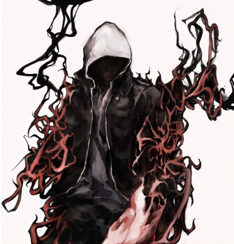1boy alex_mercer hiens hood hoodie jacket male_focus prototype_(game) shaded_face solo tendrils