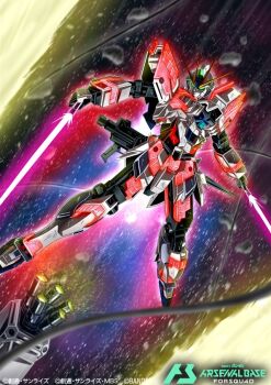 artificial_eye battle beam_cannon beam_rifle check_copyright commentary copyright_logo copyright_name copyright_request core_fighter debris energy energy_beam energy_gun energy_sword english_commentary flying glowing glowing_eyes green_eyes gun gundam gundam_narrative holding ii_neo_zeong incom_(gundam) logo machinery mecha mecha_focus mechanical_arms mechanical_eye mechanical_hands mechanical_legs mobile_armor mobile_suit narrative_gundam narrative_gundam_c-packs no_humans official_art psycho_frame robot science_fiction sensor space sword v-fin weapon zero_gravity