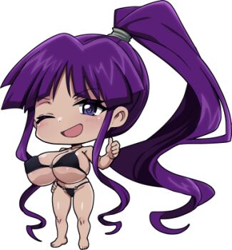 breasts chibi eiken gigantic_breasts long_hair misono_kirika nashirasauce ponytail purple_hair very_long_hair