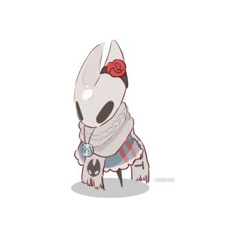 1girl arthropod_girl artist_name blue_dress chinese_commentary commentary_request double_vertical_stripe dress film_grain flower frilled_dress frills full_body grey_scarf hightguy hollow_eyes hollow_knight hollow_knight:_silksong horned_mask hornet_(hollow_knight) jewelry looking_ahead mask necklace no_mouth red_flower red_rose rose scarf shadow simple_background solo standing white_background white_mask