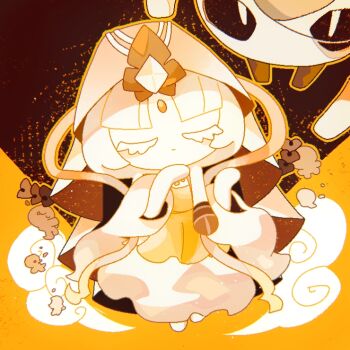 Rule 34 | 1girl, chinese clothes, cookie run, cookie run: kingdom, diamond (gemstone), long sleeves, mystic flour cookie, pale skin, robe, solo, traffic-mo4, veil, white hair, white robe, white veil, wide sleeves