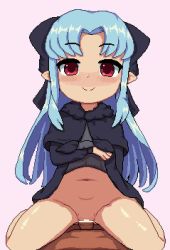 1boy 1girl age_difference animated bkrg blue_hair blush censored clothed_female_nude_male clothed_sex cowgirl_position cum cum_in_pussy drooling femdom hair_ribbon happy happy_sex heart heart-shaped_pupils hetero len_(tsukihime) loli lolidom long_hair looping_animation navel nude penis pixel_art pov pov_crotch pussy pussy_juice red_eyes ribbon sex spread_legs straddling symbol-shaped_pupils torogao tsukihime type-moon ugoira upskirt vaginal video