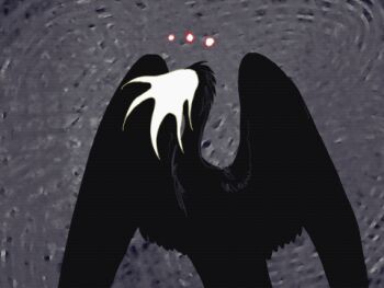 abstract_background animal_focus animated animated_gif bird black_feathers black_wings feathers kamikiririp looping_animation lowres no_humans original solo upper_body wings