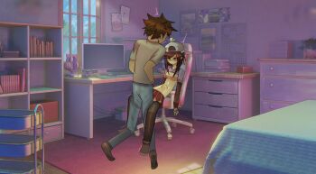 1boy 1girl absurdres bad_tag gacha_(lunime) gacha_(series) gacha_club gacha_life highres i'm_gonna_impregnate_you_man_(meme) impregnation meme pornography simple_background slurp_nsfw stomach_bulge tiktok tomixity tweet twitter window