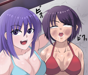 2girls artist_request blank_eyes boxing catfight cramp fainted fainting guro multiple_girls ryona tagme twitching unconscious