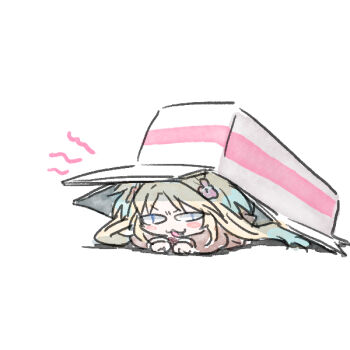 &lt;o&gt;_&lt;o&gt; 1girl :3 :d blonde_hair blue_hair blush_stickers box cardboard_box chibi chibi_only colored_tips commentary_request fang flower hair_flower hair_ornament hasu_no_sora_school_uniform link!_like!_love_live! long_sleeves love_live! multicolored_hair open_mouth osawa_rurino osawa_rurino&#039;s_cardboard_box pink_flower school_uniform shinanoya_(satanicad) shout_lines simple_background smile solo twintails v-shaped_eyebrows virtual_youtuber white_background winter_uniform