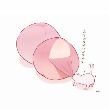 cat chai_(drawingchisanne) food fruit no_humans original peach peeling shadow signature solo undersized_animal white_background