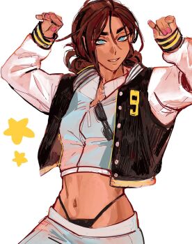 1girl alien_stage dark-skinned_female dark_skin highres hyuna_(alien_stage) navel pants source_request tagme