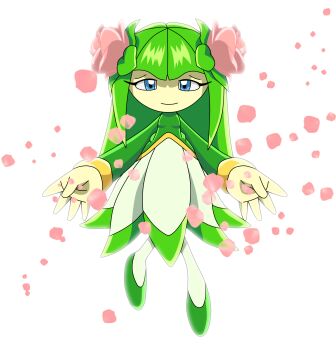 1girl absurdres blue_eyes cosmo_(sonic) cosmo_the_seedrian flower flower_on_head green_hair highres sega smile sonic_(series) sonic_x translated