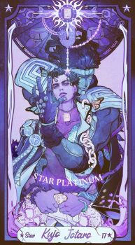 1boy 1other black_hair bug butterfly card chain character_name diamond_wa_kudakenai earrings fingerless_gloves gakuran ginsky2000 gloves hermit_purple hierophant_green highres insect jewelry jojo_no_kimyou_na_bouken kuujou_joutarou long_hair purple_shirt purple_theme school_uniform shirt short_hair shoulder_pads single_earring stand_(jojo) star_platinum stardust_crusaders stone_ocean tarot tarot_card the_star_(tarot) turtleneck turtleneck_shirt