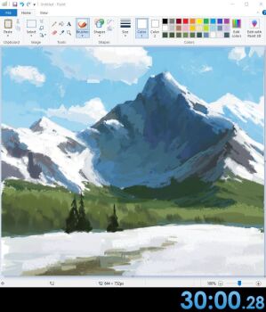 art_program_in_frame christian_young clock day digital_clock forest landscape microsoft_paint_(medium) microsoft_paint_(software) mountain mountainous_horizon nature no_humans original outdoors painterly path road scenery snow tree