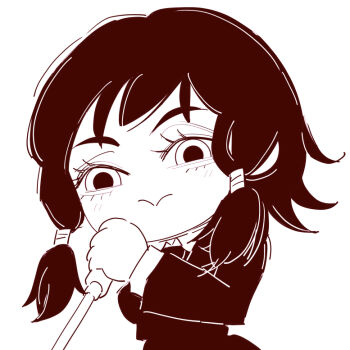 1girl chainsaw_man chibi chibi_only closed_mouth deer60868637 holding jacket low-tied_sidelocks medium_hair mifune_fumiko monochrome sidelocks solo suit_jacket