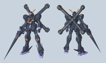 3d absurdres back commentary_request crossbone_gundam crossbone_gundam_x-2 crossbone_vanguard emblem gundam highres holding holding_weapon ichiyazuke_(kongxian03) jolly_roger logo machinery mecha mecha_focus mobile_suit multiple_views no_humans red_eyes robot science_fiction shot_lancer thrusters v-fin weapon