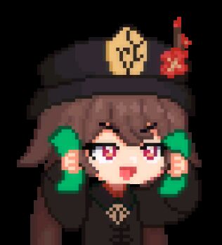 1girl animated animated_gif banknote brown_hair chinese_commentary clenched_hands collared_coat commentary_request dancing flower flower-shaped_pupils genshin_impact hands_up hat hat_ornament holding holding_money hu_tao_(genshin_impact) long_hair long_sleeves looking_to_the_side looping_animation lowres money pawamo_power plum_blossoms porkpie_hat red_eyes solo symbol-shaped_pupils transparent_background twintails upper_body v-shaped_eyebrows