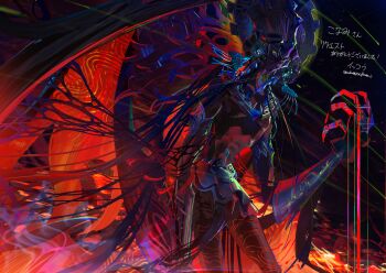 1boy absurdres black_hair black_loincloth braid camazotz_(fate) dark-skinned_male dark_skin fate/grand_order fate_(series) full-body_tattoo headpiece highres long_arms long_hair male_focus multiple_braids solo tattoo ubwmitekure