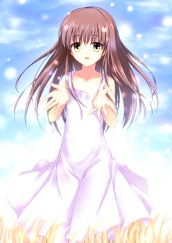 Rule 34 | 00s, 1girl, brown eyes, brown hair, clannad, dress, girl from the illusionary world, long hair, sundress, yuki (sangeki5806)