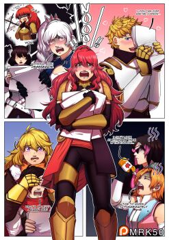 ... 2boys 6+girls animal_ears armor black_hair blake_belladonna blonde_hair blush breasts cat_ears covering_eyes embarrassed english_text green_eyes grey_eyes heart highres jaune_arc laughing legs long_hair looking_at_viewer medium_breasts mrk50 multiple_boys multiple_girls nora_valkyrie ojou-sama_pose one_eye_closed open_mouth orange_hair paper ponytail purple_eyes pyrrha_nikos red_hair ruby_rose rwby scared screaming shaded_face short_hair siblings sisters smile surprised tears thighs turn_pale weiss_schnee white_hair yang_xiao_long yellow_eyes