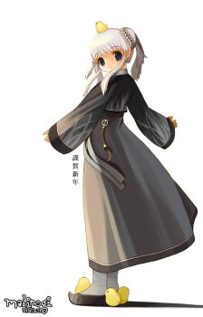 Rule 34 | animal, animal on head, ankle socks, archived source, baby animal, beoseon, bird, black jeogori, black shoes, black sleeves, blue eyes, braid, bun with braided base, chick, chima (clothes), closed mouth, commentary request, copyright name, dot nose, full body, gomusin, grass print, grey skirt, hair bun, hanbok, jeogori (clothes), korean clothes, korean commentary, legs together, logo, long sidelocks, long skirt, long sleeves, looking at viewer, mabinogi, medium hair, nao (mabinogi), nexon, norigae, o-ring, on head, print jeogori, print shoes, print sleeves, ran system, shadow, shoes, sidelocks, single side bun, single sleeve past wrist, skirt, smile, socks, solo, standing, translation request, twintails, white background, white hair, white socks, wide sleeves, yellow fur