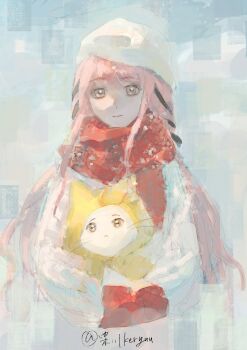 Rule 34 | 1girl, :<, absurdres, ahoge, animal, beanie, black bow, black ribbon, blue background, blunt bangs, bow, brown eyes, cat, chinese commentary, cloak, closed mouth, clothed animal, commentary request, cowboy shot, dot nose, ear covers, expressionless, eyelashes, frown, hair bow, hair ribbon, happy, hat, highres, holding, holding animal, holding cat, hood, hood up, hooded cloak, infinity nikki, light smile, long hair, long sidelocks, long sleeves, low twintails, mittens, momo (nikki), nikki (nikki), nikki (series), pink hair, puffy long sleeves, puffy sleeves, red mittens, red scarf, ribbon, scarf, sidelocks, sketch, snow, standing, straight-on, sweater, tress ribbon, twintails, very long hair, vikiyas, wavy hair, whiskers, white cat, white hat, white sweater, winter clothes, yellow cloak