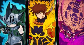 Rule 34 | 120 of their potential (meme), absurdres, aura, brown hair, felyne, highres, magnamalo, meme, monster hunter (character), monster hunter (series), monster hunter rise, non-web source, rajang (armor), scar, scar on face, yellow eyes