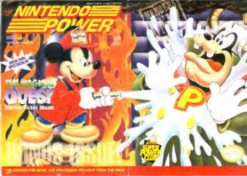 2boys bad_tag cover firefighter grin looking_at_another magazine_cover mickey_mouse multiple_boys nintendo_power smile water_hose watermark