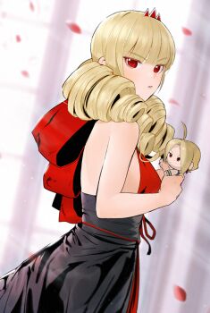 Rule 34 | 1girl, adelheid bernstein, blonde hair, dress, drill hair, looking at viewer, red eyes, rose bernstein, snk, the king of fighters