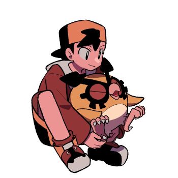 1boy alternate_color backwards_hat black_hair closed_mouth ethan_(pokemon) gen_2_pokemon hat holding holding_pokemon hoothoot jacket long_sleeves male_focus nintendo pokemon pokemon_(creature) pokemon_gsc red_jacket red_socks shiny_pokemon shoes short_hair shorts simple_background smile socks tyako_089 white_background