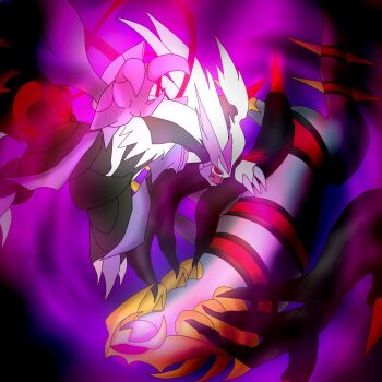 aura commentary english_commentary gen_4_pokemon gen_5_pokemon ghost giratina highres kyurem legendary_pokemon nintendo pokemon pokemon_(creature) red_eyes x473bvrn666