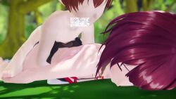 1boy 1girl 3d age_difference animated brown_hair chupi clothed_female_nude_male defeat erogaki faceless faceless_male forest garter_belt garter_straps height_difference hetero hitoyo_(baffu) mikumikudance mikumikudance_(medium) nature nude onee-shota original outdoors prone_bone rape sex sex_from_behind short_hair shota tagme thighhighs unconscious video